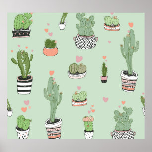 Póster Amor Cactus: Patrón Personalizado.