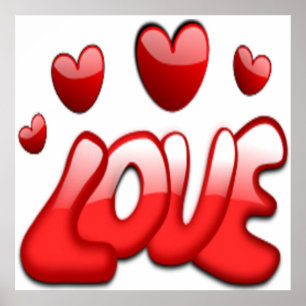 PÓSTER AMOR CON CORAZONES ROJOS