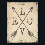 Póster Amor con flechas<br><div class="desc">AMO el texto y las flechas cruzadas. Una señal perfecta para compartir con una persona especial para hacerles saber cuánto le importa.</div>