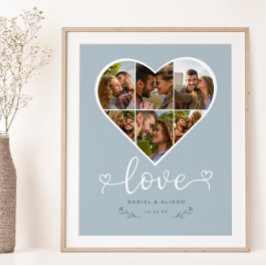Póster Amor Corazón Collage de fotos Cuadrícula Pareja Az