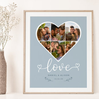 Póster Amor Corazón Collage de fotos Cuadrícula Pareja Az