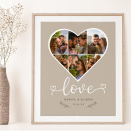 Póster Amor Corazón Collage de fotos Cuadrícula Pareja La