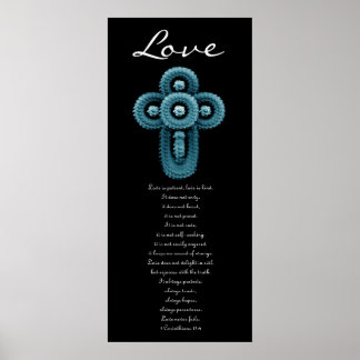 Póster Amor - Cruz Rosa Azul