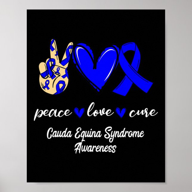 Póster Amor Cure Cauda Síndrome Equina Azul Conciencia (Frente)