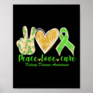 Póster Amor Cure Cinta Verde Enfermedad del riñón Concien