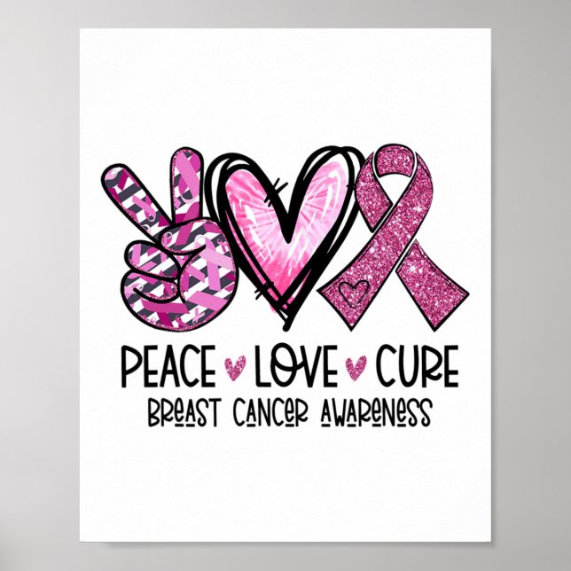 Póster Amor Cure Cure Cinta rosa Cáncer de Mama Sensibili (Frente)