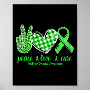 Póster Amor Cure Cure Cinta Verde Enfermedad del riñón Co