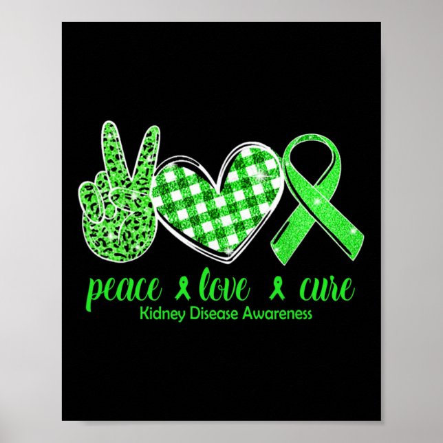 Póster Amor Cure Cure Cinta Verde Enfermedad del riñón Co (Frente)