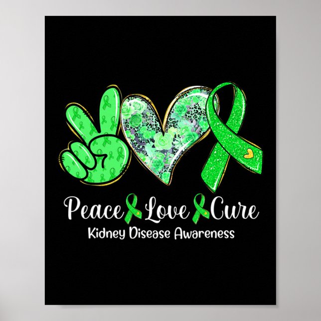 Póster Amor Cure Cure Cinta Verde Enfermedad renal Sensib (Frente)