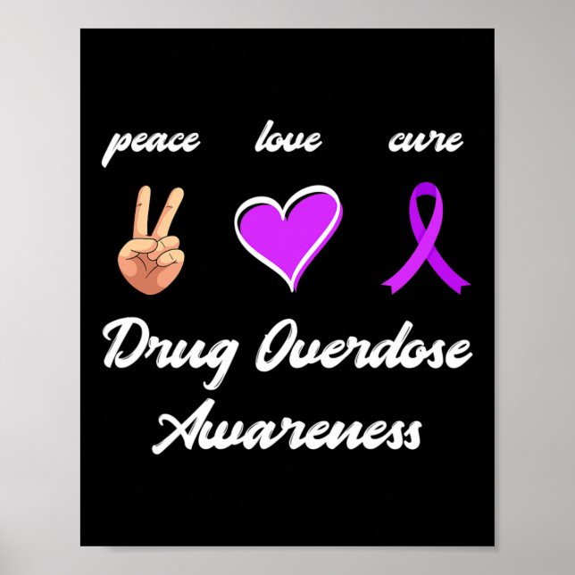 Póster Amor Cure Drug Purple Ribbon Sobredosis Conciencia (Frente)