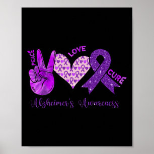 Póster Amor Cure la cinta morada Alzheimerheimer