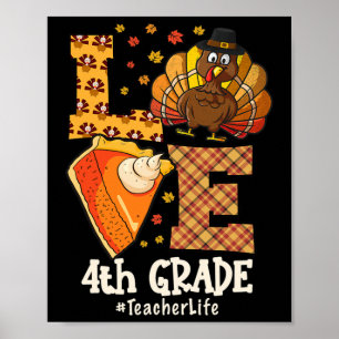 Póster Amor de Acción de Gracias Maestro de 4to Grado Pav