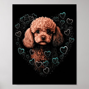 Póster Amor de Caniche Toy Corazón para el Día de San Val