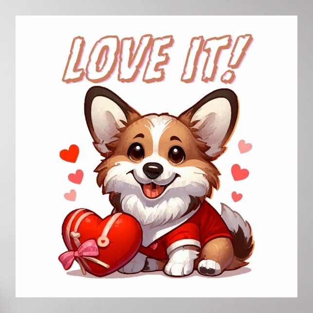 Póster Amor de Corgi Adorable (Frente)