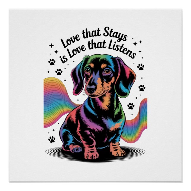 Póster Amor de Dachshund que permanece es amor que escuch (Anverso)