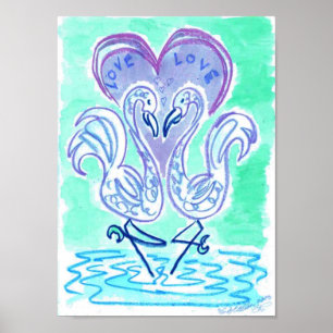 Póster Amor de flamenco azul por Wendy C Allen