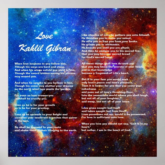 Póster Amor de Kahlil Gibran (Frente)