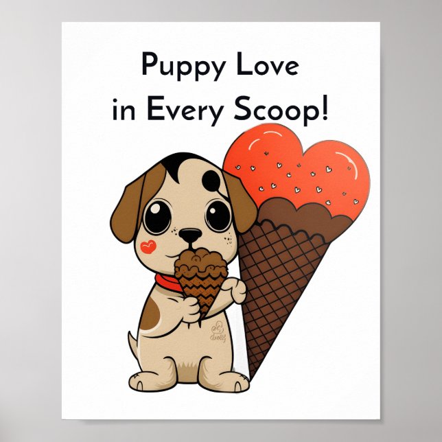 Póster ¡Amor de los cachorros en cada cuchara! (Frente)