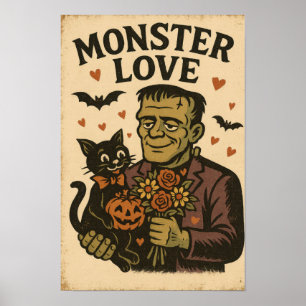Póster Amor de Monstruo de Halloween Vintage