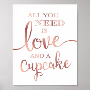Póster AMOR DE Oro Rosa DE moda Y Rótulo CUPCAKE Imprimir
