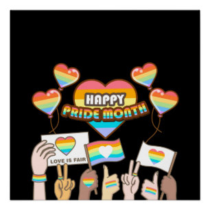 Póster Amor del orgullo. El amor es justo. Mes del orgull