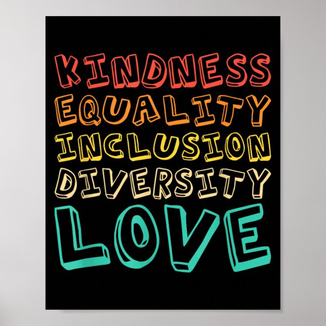 Póster Amor Diversidad Inclusión Igualdad Bondad Profesor (Frente)
