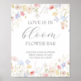 Póster Amor En Bloom Bridal Ducha Flor Bar Rótulo