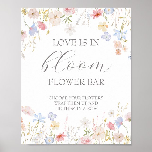 Póster Amor En Bloom Bridal Ducha Flor Bar Rótulo (Frente)
