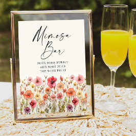 Póster Amor En Bloom Bridal Shower Mimosa Bar Rótulo