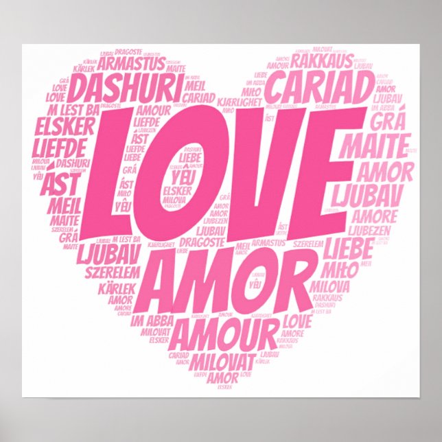 Póster Amor en diferentes idiomas del mundo (Frente)