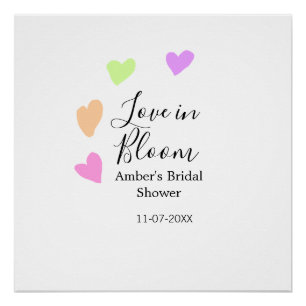 Póster Amor en flor corazón colorido nombre de la despedi