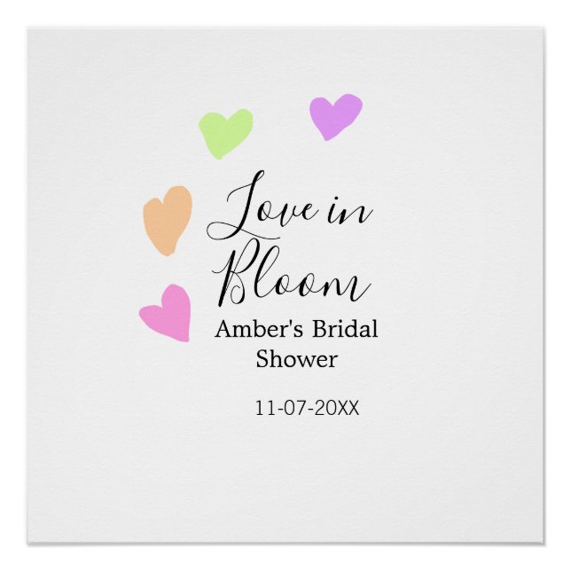 Póster Amor en flor corazón colorido nombre de la despedi (Anverso)