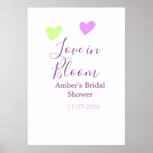 Póster Amor en flor corazón colorido nombre ducha de novi