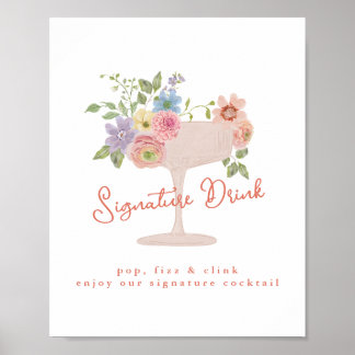 Póster Amor en la ducha de novia en la flor Rótulo de la