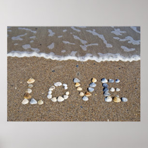 Póster Amor en la huella de la playa