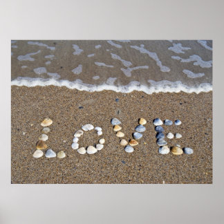 Póster Amor en la huella de la playa