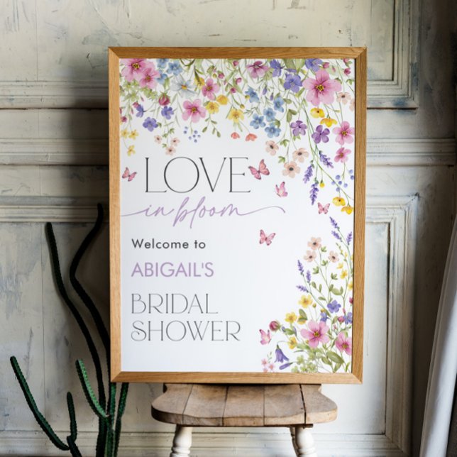 Póster Amor en mariposa en flor de sangre bienvenida a un (Love in Bloom Butterfly Bridal Welcome 18x24 Poster)