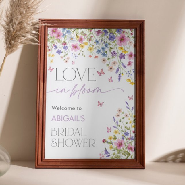 Póster Amor en mariposa en flor de sangre bienvenida a un (Love in Bloom Butterfly Bridal Welcome 24x36 Poster)