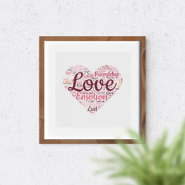 Póster Amor en palabras. Tipografía romántica.