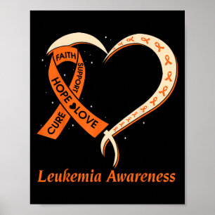 Póster Amor Esperanza Apoyo Leucemia Naranja de Concienci