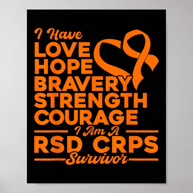 Póster Amor Esperanza Fuerza Valor Rsd Crps Conciencia (Frente)