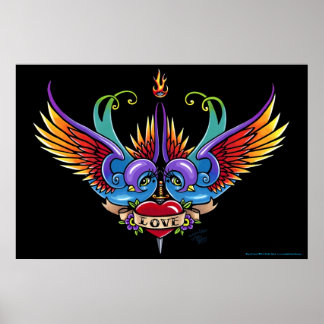 Póster "Amor Eterno" Arcoiris Tragar al Poster del tatuaj