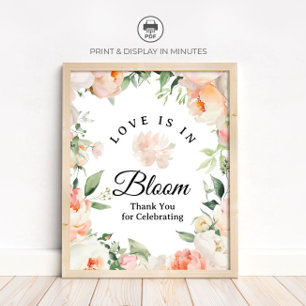 Póster Amor Floral en Flor - Letrero de Agradecimiento