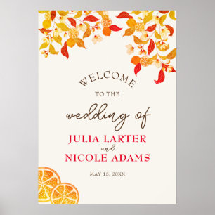 Póster Amor fresco limón citricos follaje boda