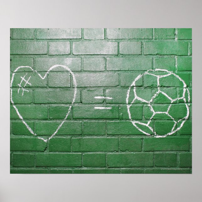 Póster Amor = Fútbol dibujado en tiza en la pared (Frente)