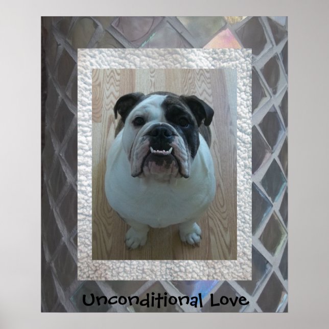 Póster "Amor incondicional", Poster de cachorros de Bulld (Frente)