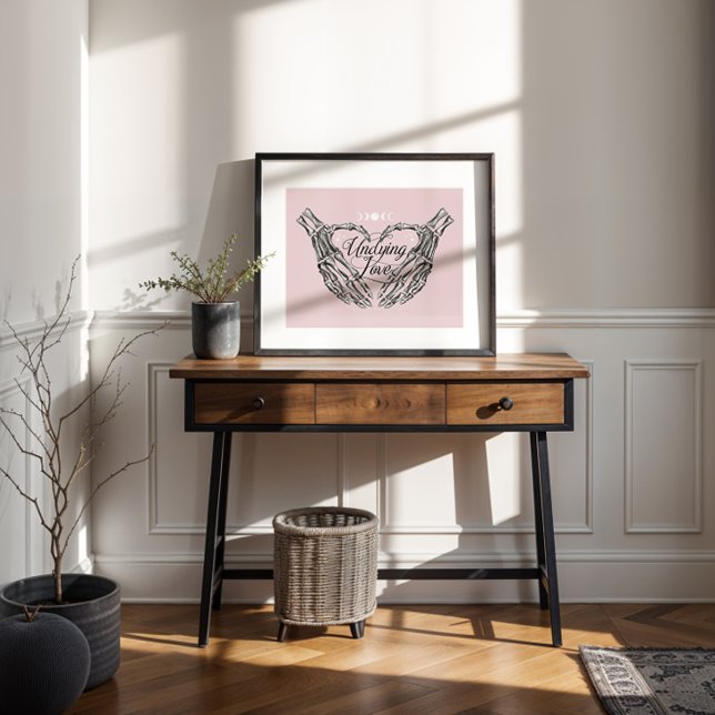 Póster Amor Inquebrantable Gótico gótico Skeleton manos c (Undying Love Gothic Goth Skeleton Hands Heart Poster)