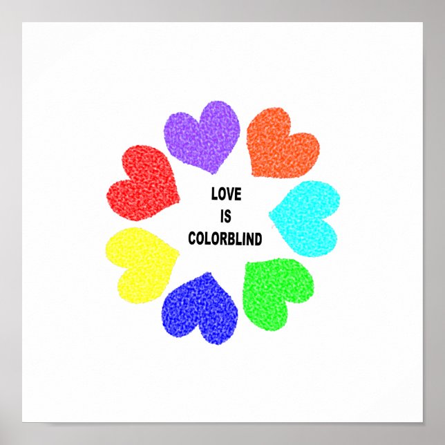 Póster Amor interracial Corazón arcoiris Poster (Frente)
