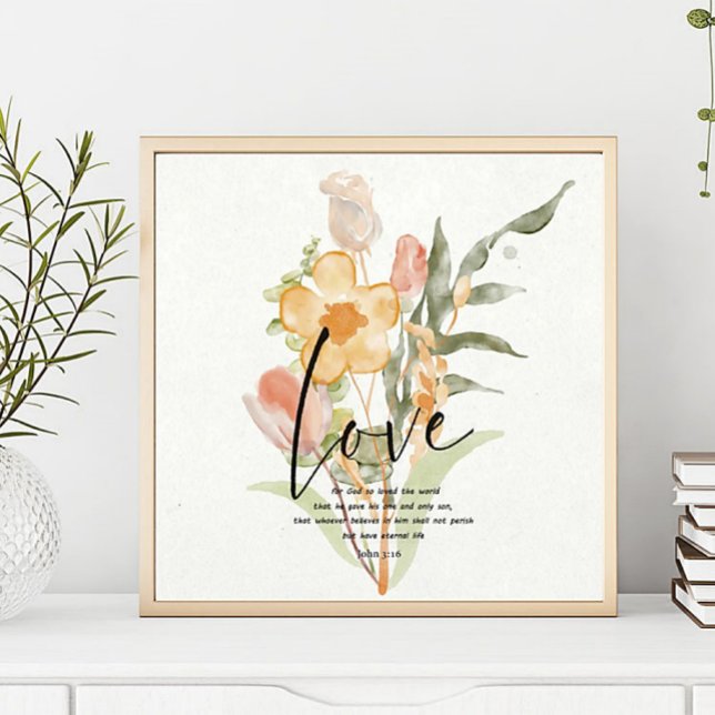 Póster Amor-Juan 3:16 floral naranja (Subido por el creador)