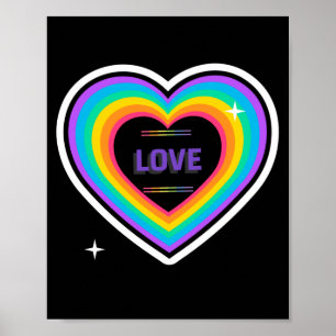 Póster AMOR. LGTB+Orgullo. Amor al corazón arcoiris.